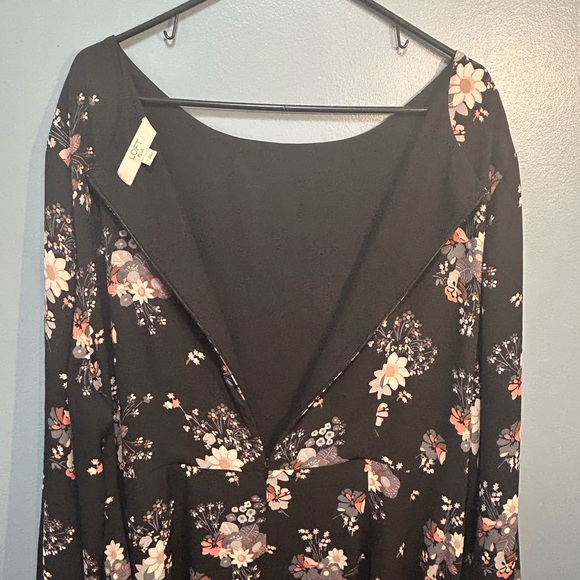 LOFT Black Dress with Subtle Floral Pattern - Picture 1 of 9
